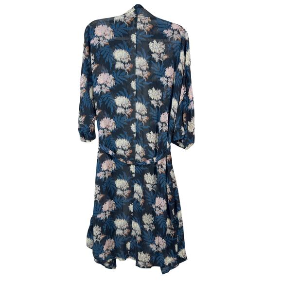 Ganni Blue Floral Kimono Size XS - Picture 3 of 10